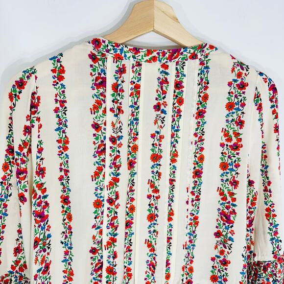 Anthropologie Maeve Hiver Peasant Blouse Floral | Cream Red | SZ 6 - Picture 7 of 11